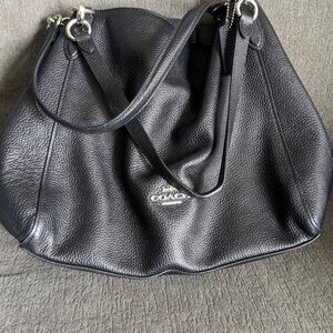 Coach Hallie Pebbled Black Leather Shoulder Bag Style F80267